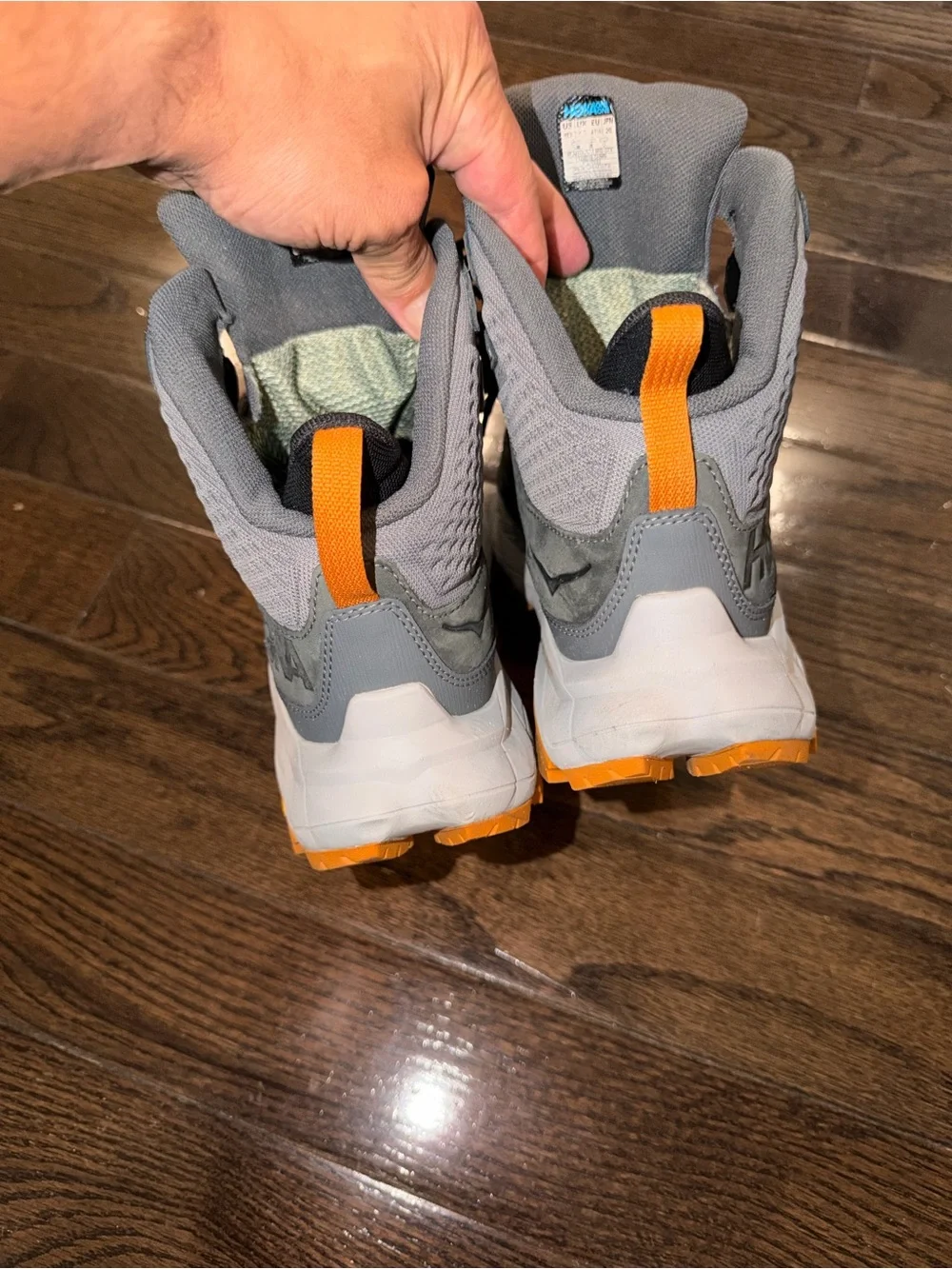 Hoka Anacapa Gray and Orange Trail Boots